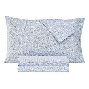 Sanders Coastal Printed Microfiber 3-Pc. Sheet Set, Twin - Blue Fan Flower